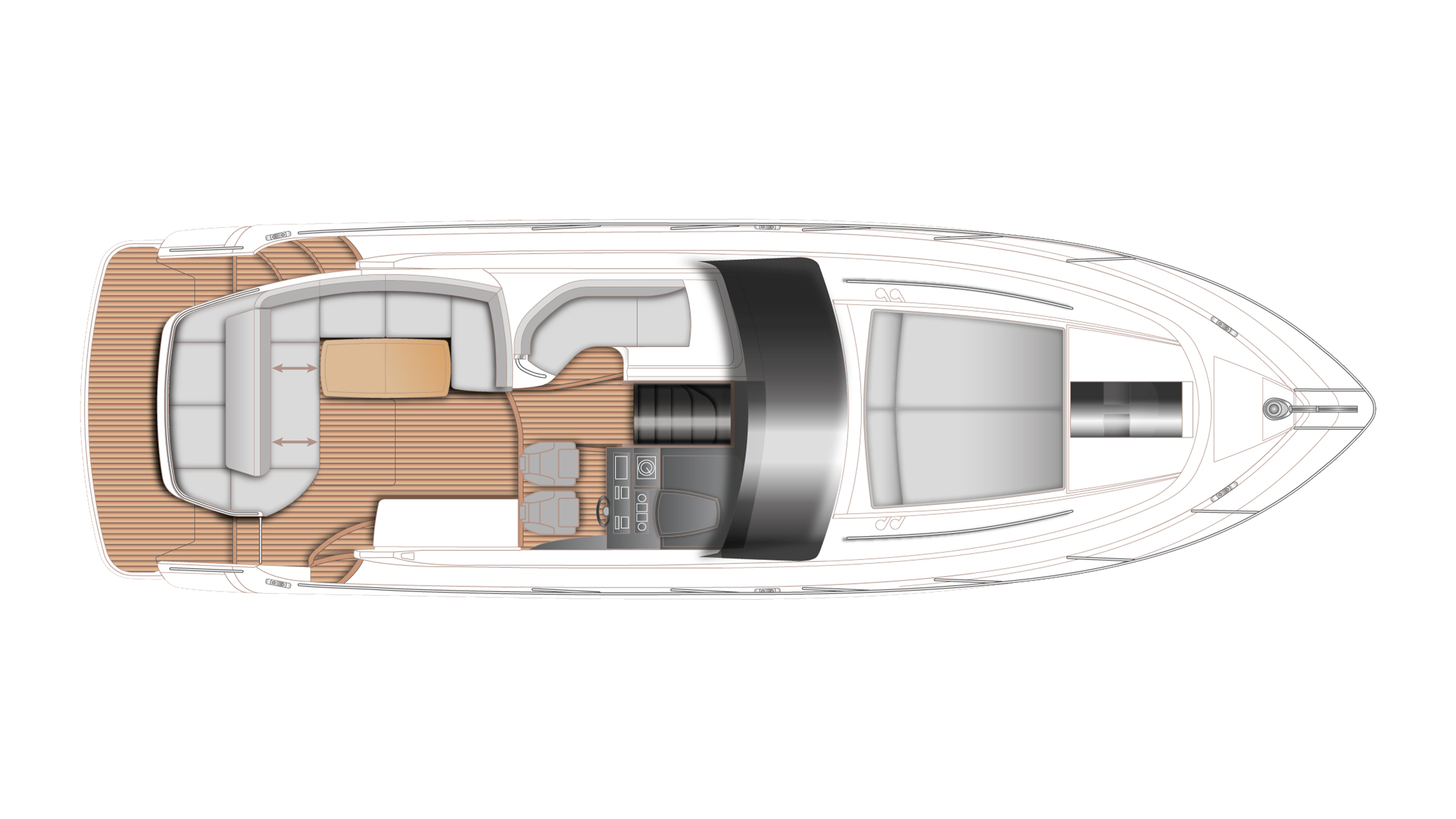 V40 layout main deck optional sunbed