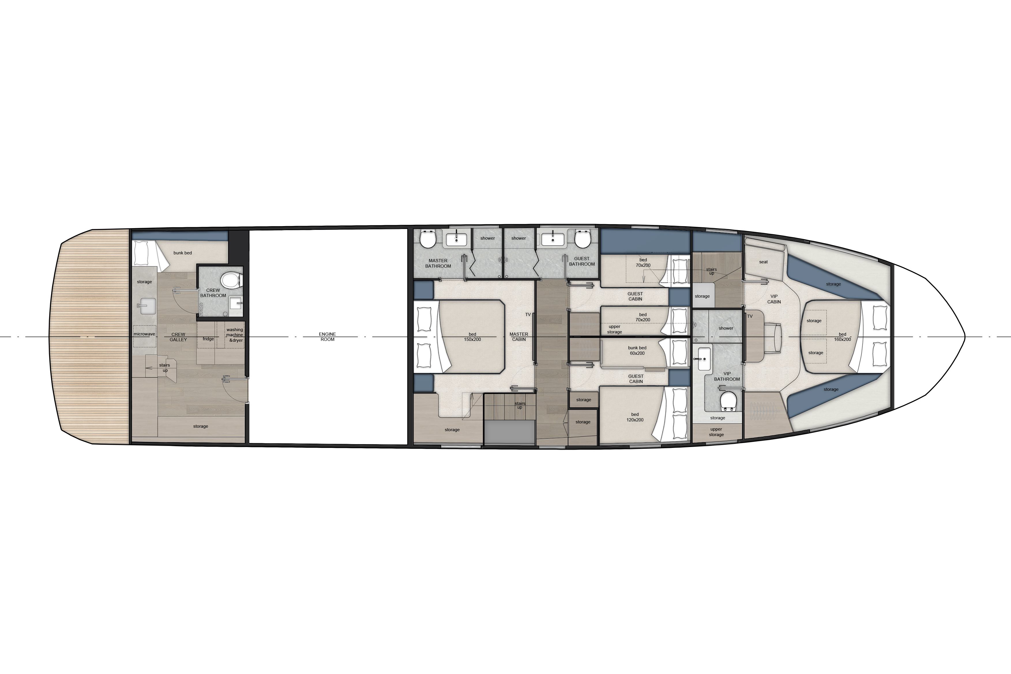 Galeon-640-Fly-lower-deck-4-cabins
