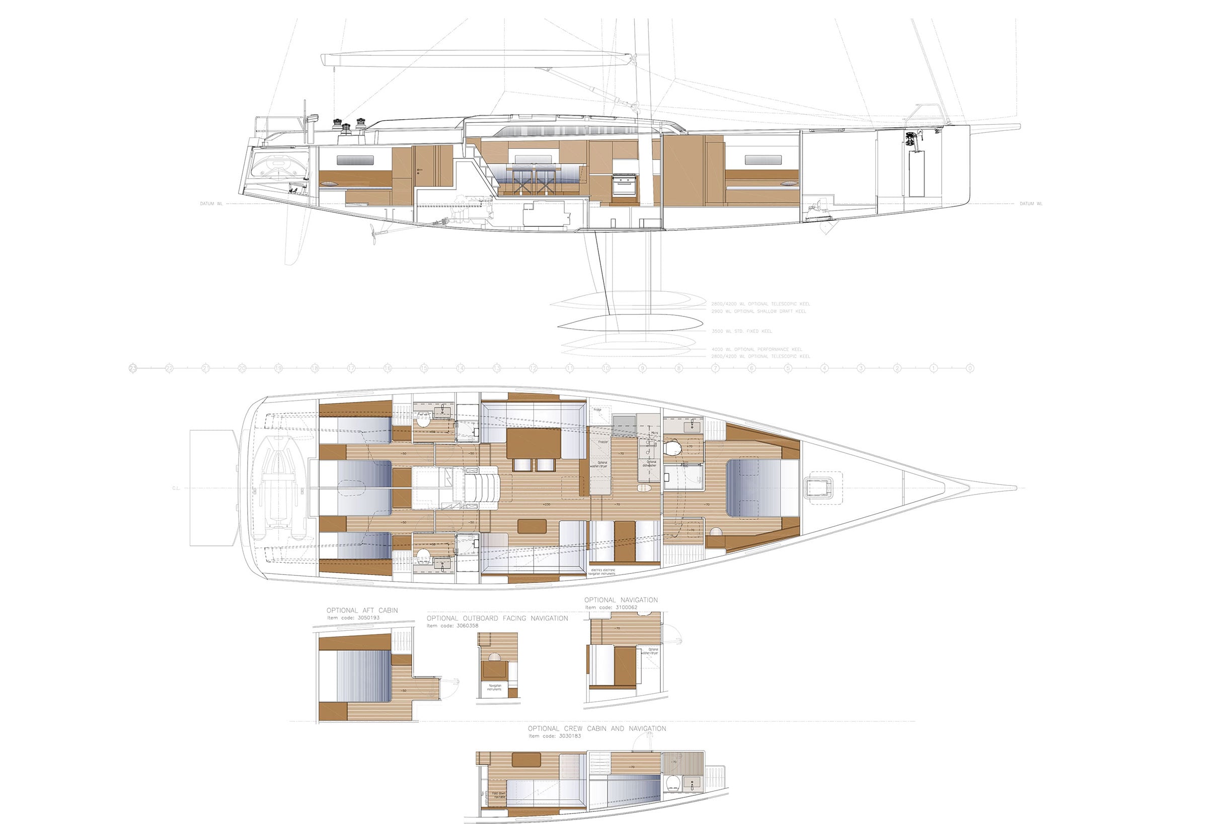 Swan 65 General Arrangement OF with optionals Hb
