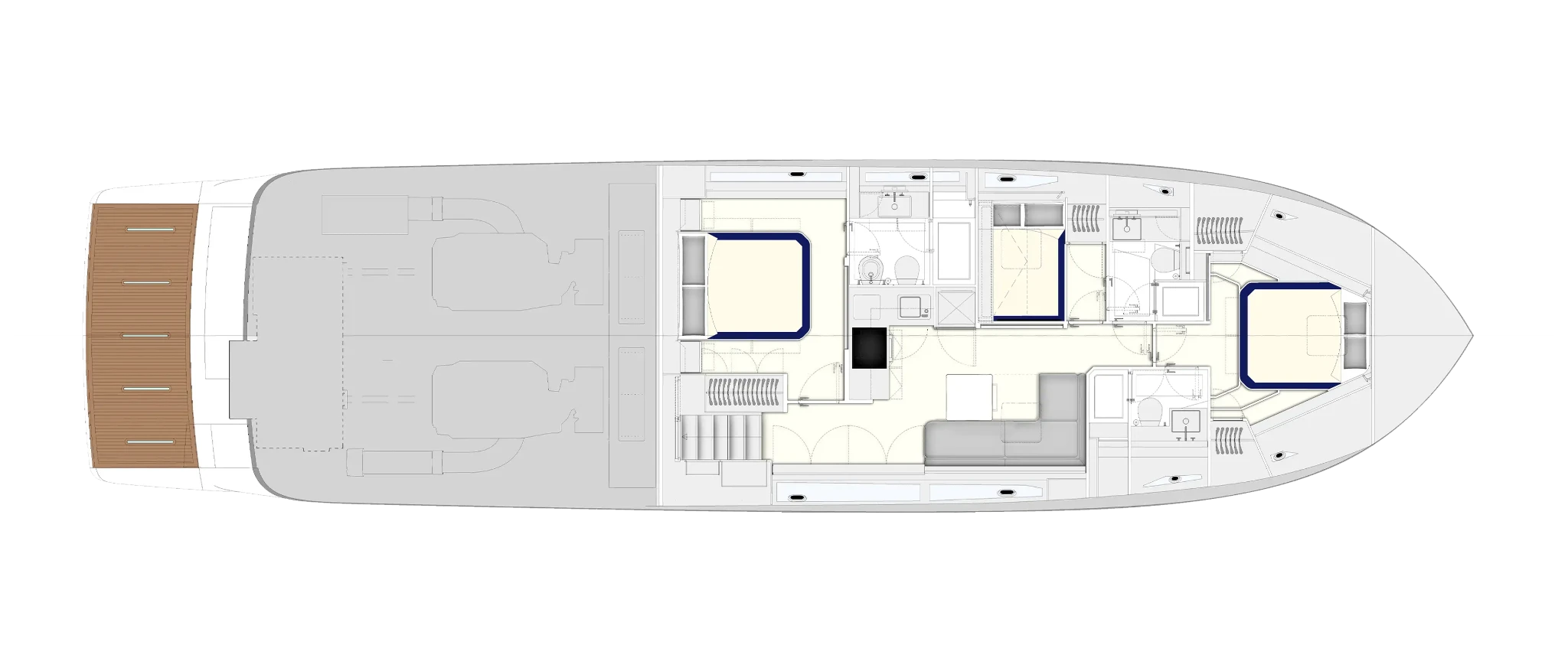 Itama 70 New - Lower deck - bianco