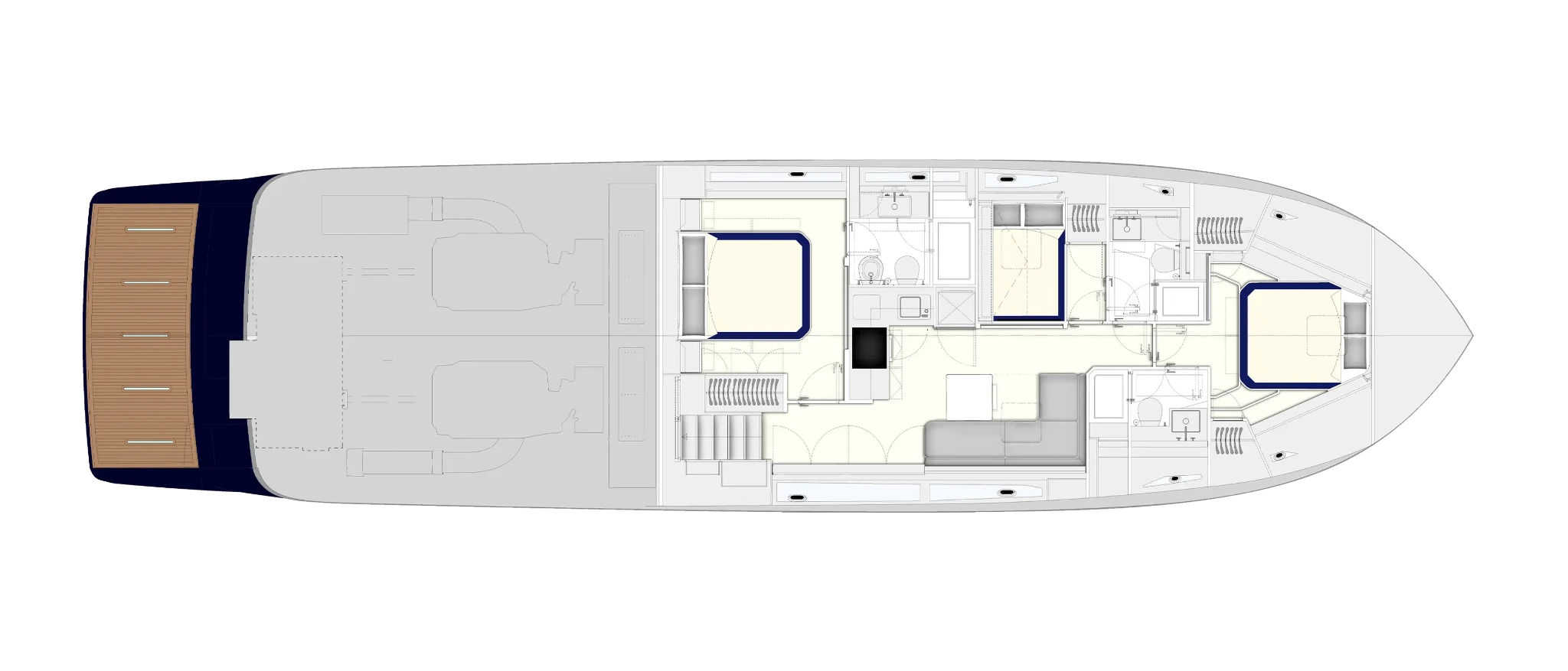 Itama 70 New - Lower deck - blu