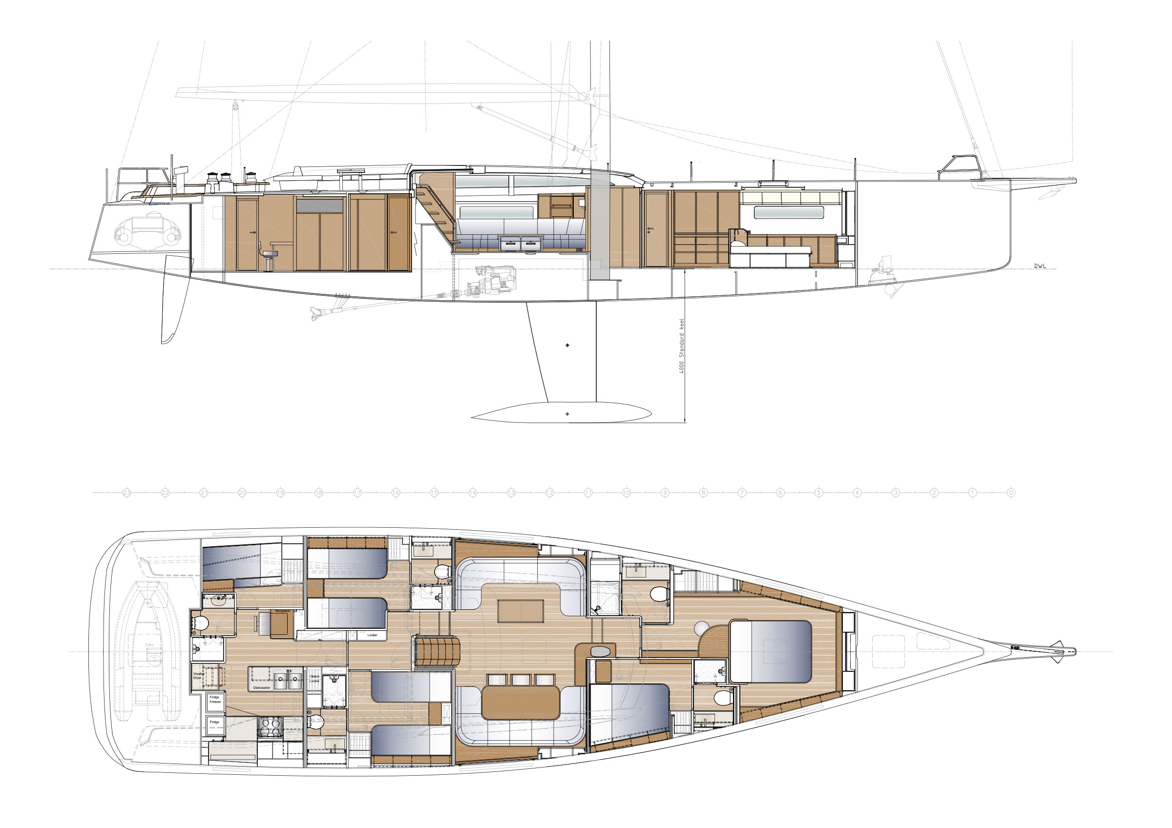 Swan 80 Conceptual General Arrangement Owners Cabin Forward 1